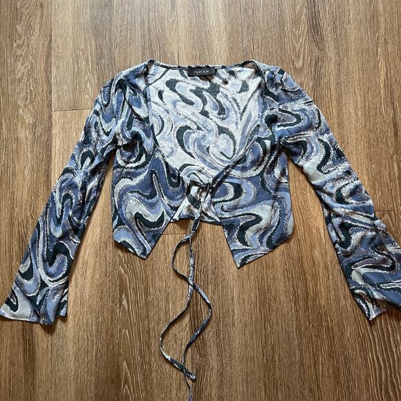 Indah India Blouse in Imagine Blue Small Medium - Picture 4 of 11